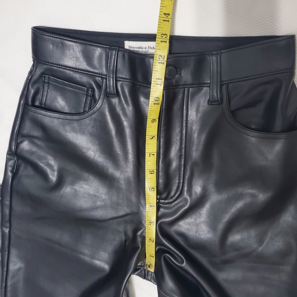 Abercrombie & Fitch Vegan Leather Ankle Straight Ultra High Rise Jeans 27 Waist - Picture 9 of 10